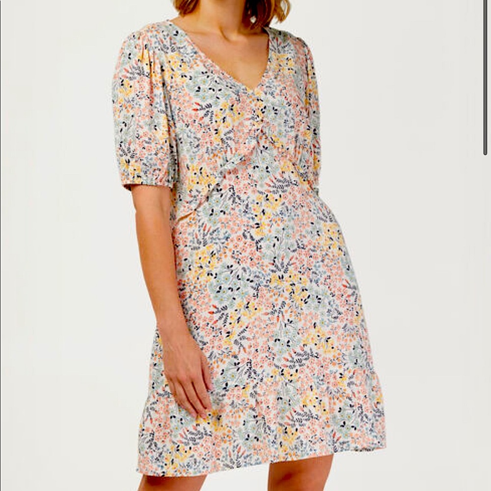 JEANSWEST | Sonia V Neck Casual/ Summer Dress | Coral Print | NWT | Size 12 - Picture 1 of 11